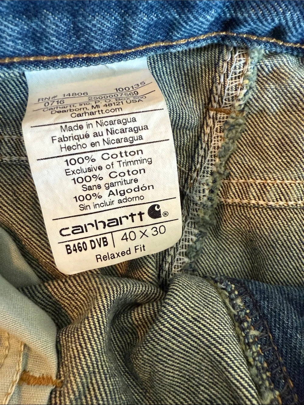Carhartt Men’s Indigo Straight-Leg Jeans W40 L30